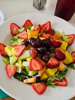 Fruit Salad with Cottage Cheese and Raisin Toast